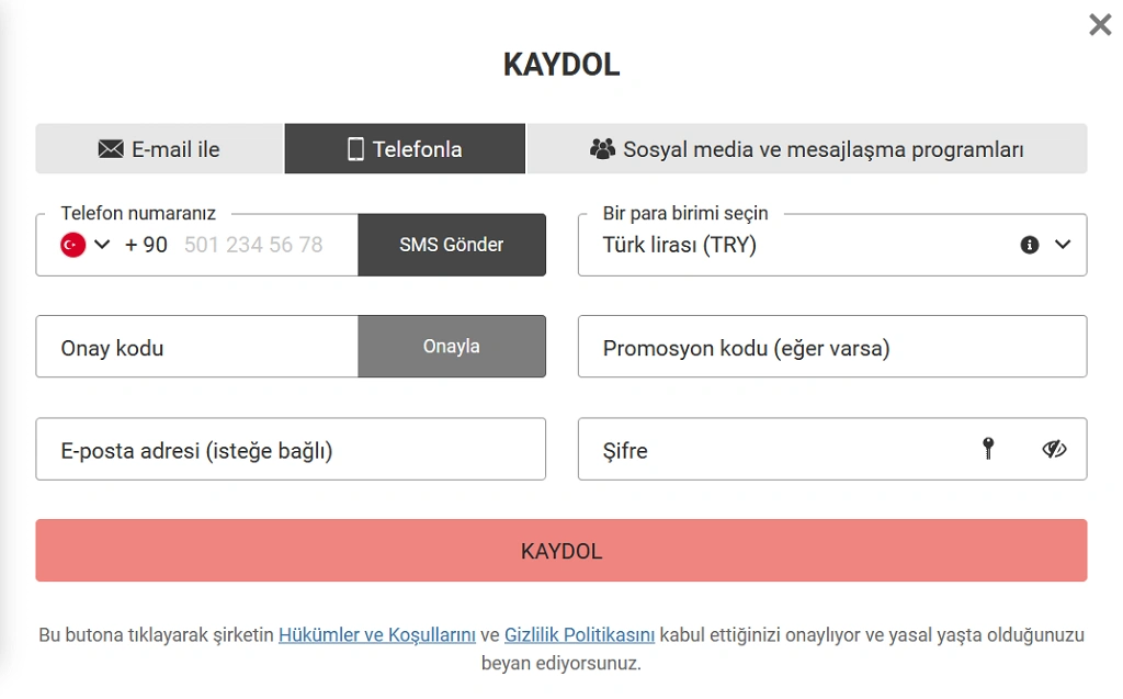 Megapari Web Sitesi Üzerinden Kayıt İşlemi
